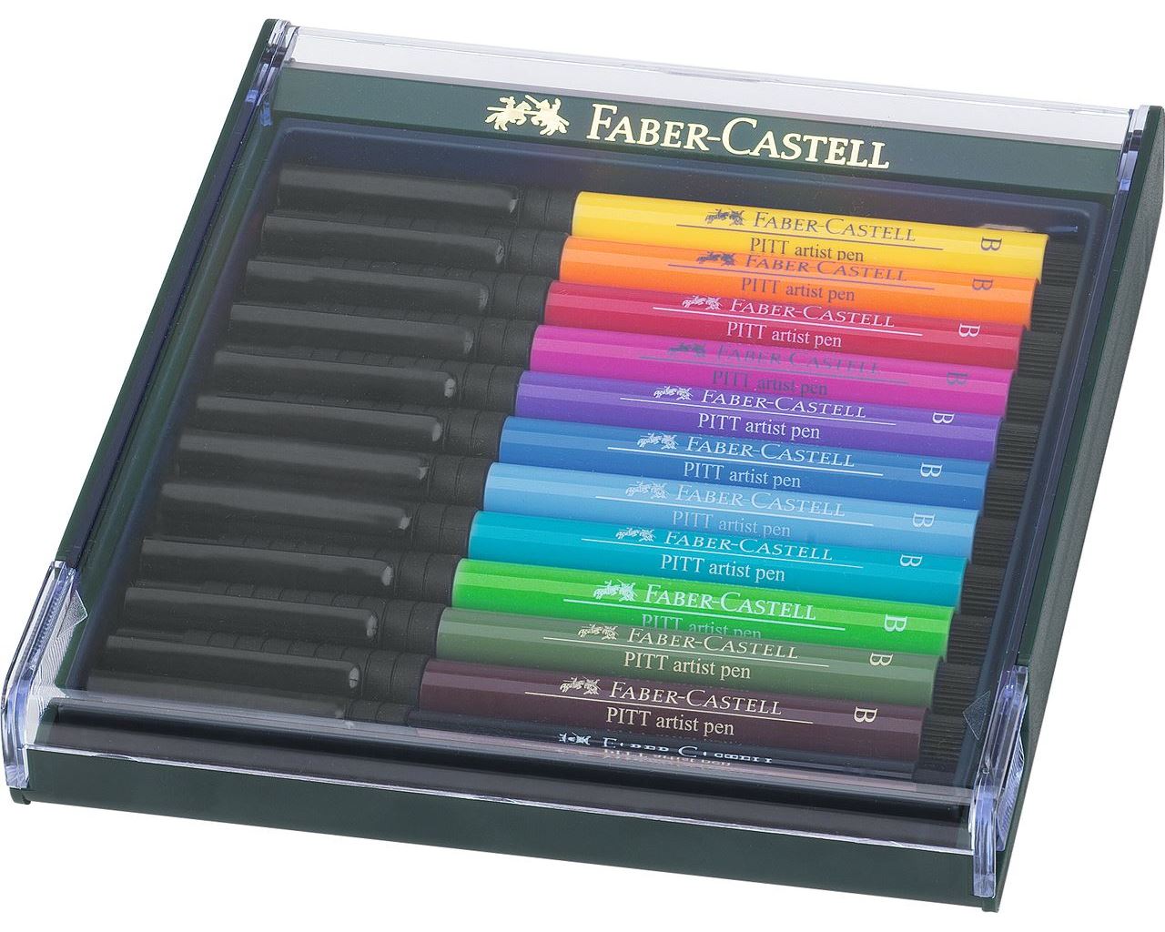 Faber-Castell Tuschestift - Pitt Artist Pen Brush - 12er-Etui - Basisfarben