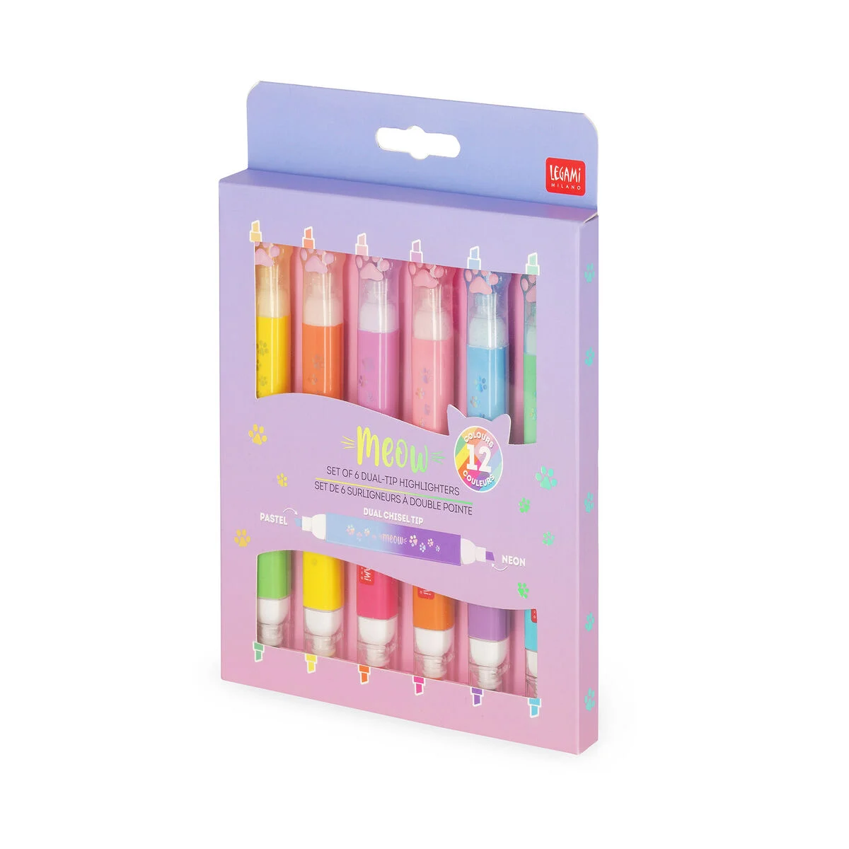 Legami Set mit 6 Doppelspitzen-Textmarkern Kitty - Meow