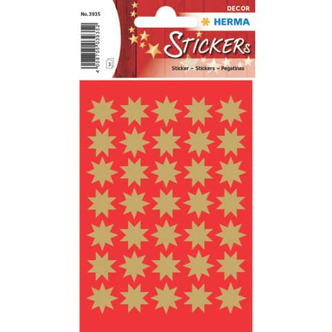 HERMA 3935 Sticker Sterne 8-zackig, Ø16mm, 105 Stück, gold