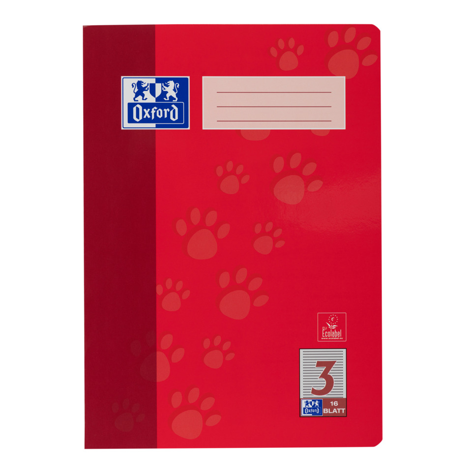 Oxford Heft, A4, 90g/m², 16 Blatt, Lin.3, liniert, rot