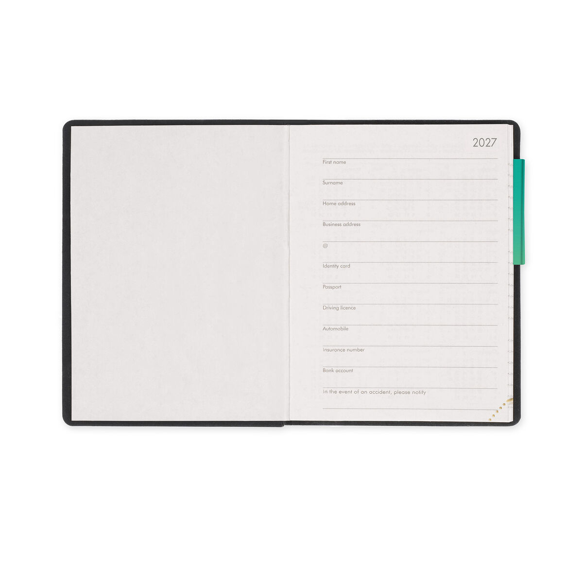 Legami 12-Monat small 2-Tagesbuch 2027 - Shades of Green