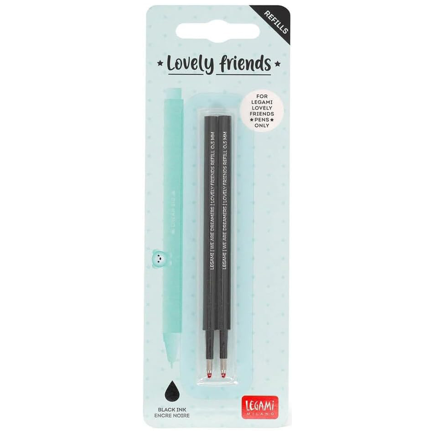 Legami Lovely Friends - 2 Ersatzminen - schwarz