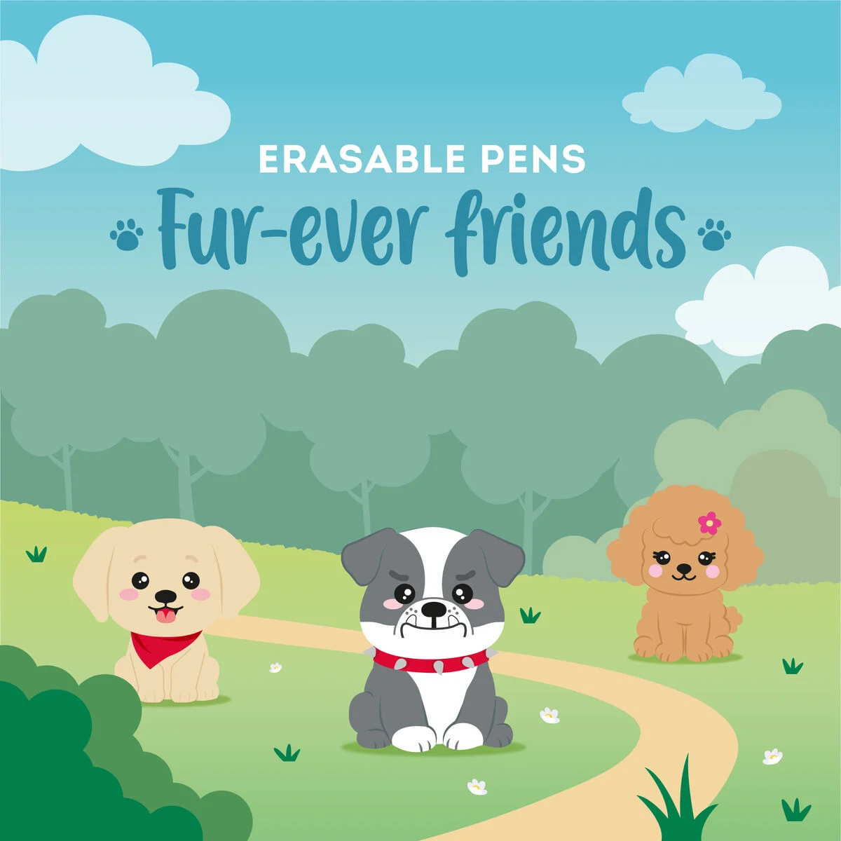 Legami Set mit 3 löschbaren Gelstiften - Fur-Ever-Friends (limitiert)