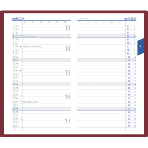 Zettler Taschenplaner 2027 – Monatskalender 90 × 150 mm, Kunststoff, sortiert