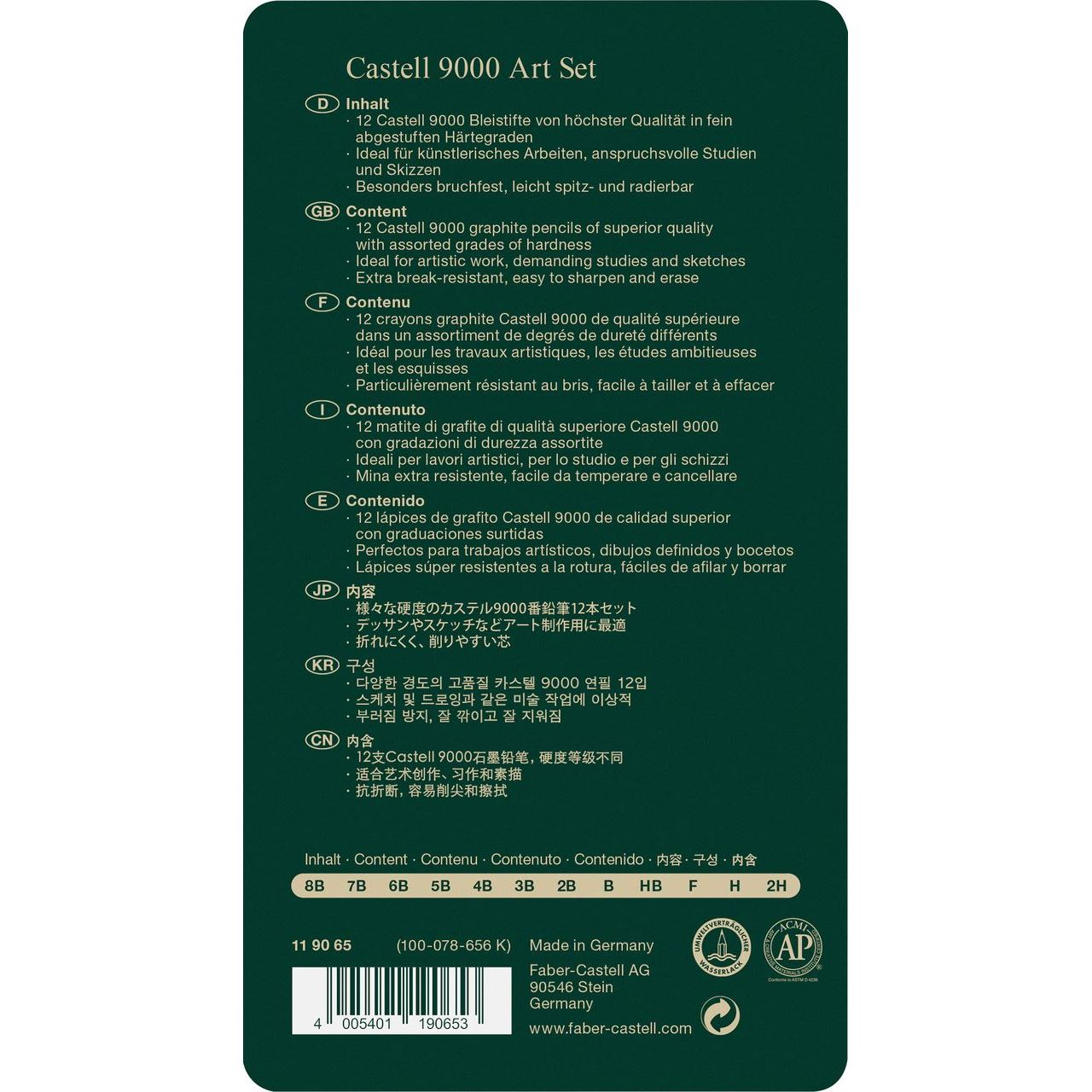 Faber-Castell Bleistift - Castell 9000 - Etui - 12er Art Set