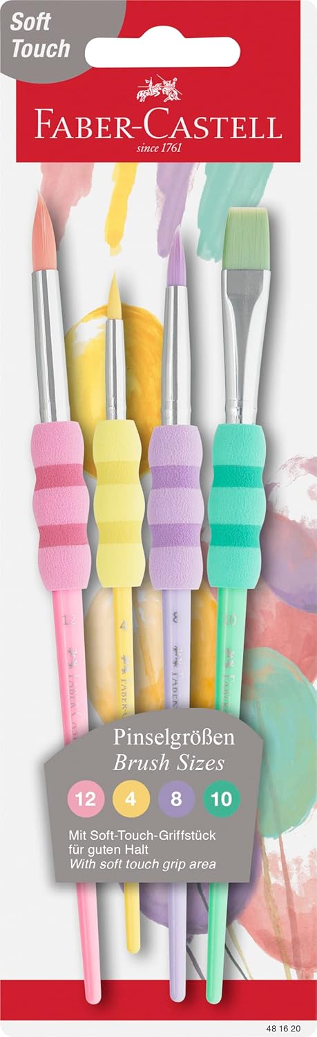 Faber-Castell Pinsel mit Softgriffstück (4er-Set) Pastell