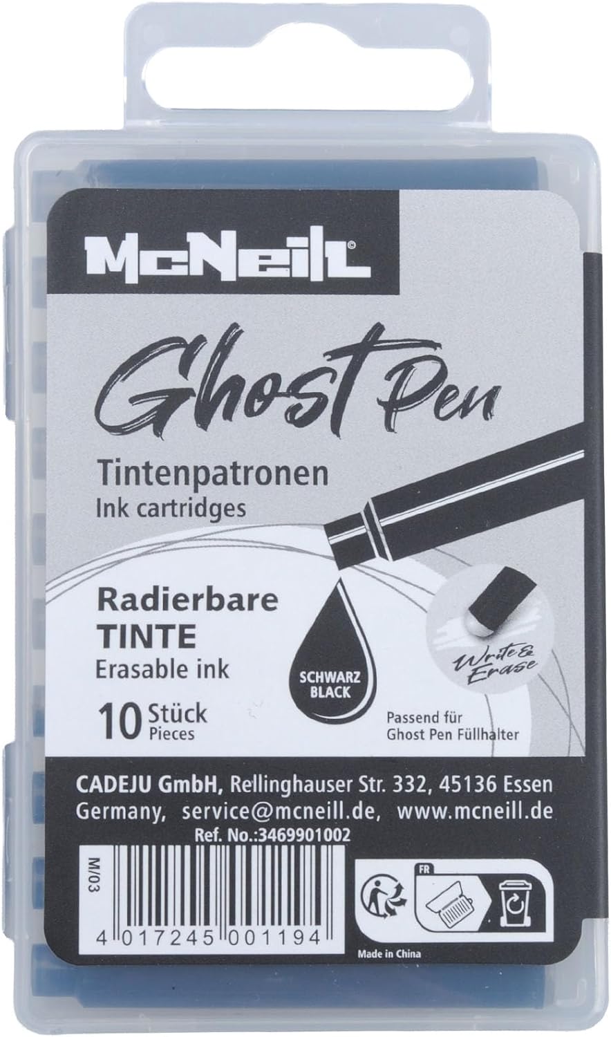 McNeill - Ghost Pen Tintenpatronen - thermisch radierbare Tinte - schwarz McNeill - Ghost Pen Tintenpatronen - thermisch radierbare Tinte - schwarz