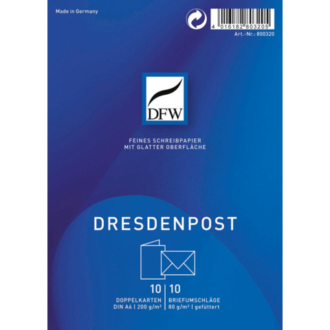 DFW - Briefpapier Karte Dresden Post, A6, 10/10