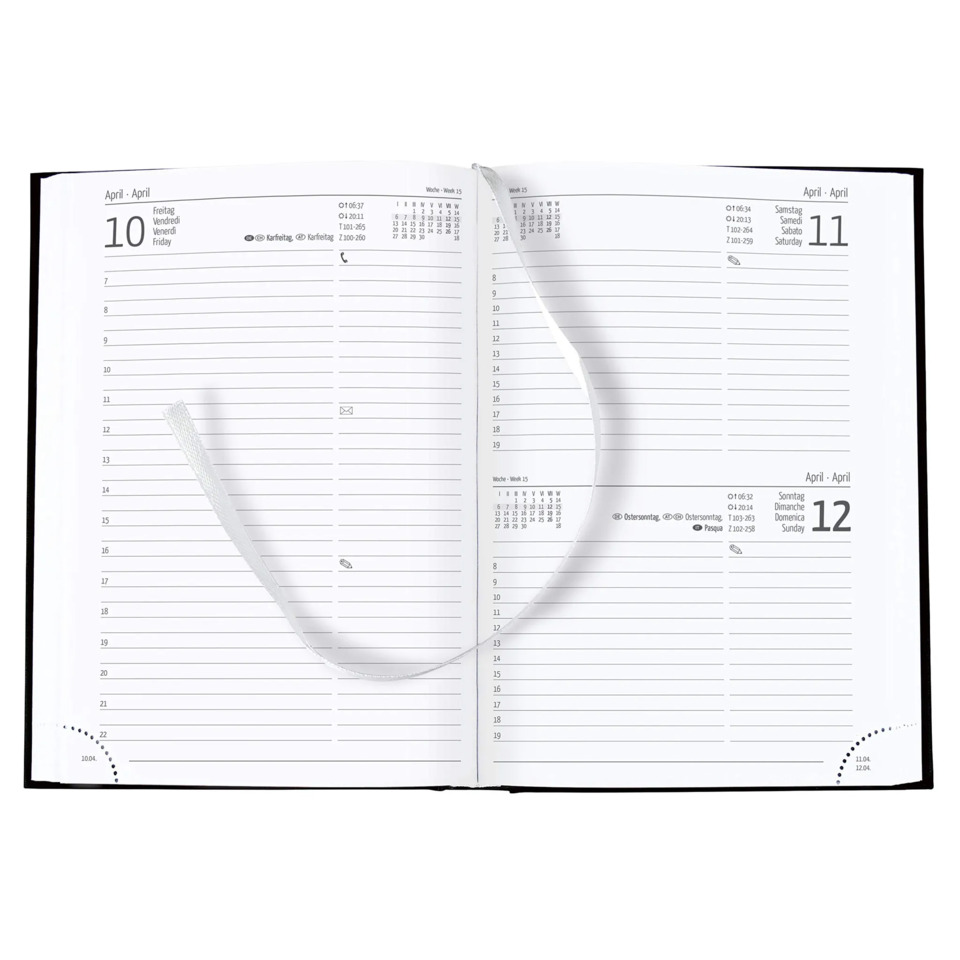Alpha Edition Buchkalender 2027 – A5, Balacron-Einband schwarz, 1 Tag/1 Seite