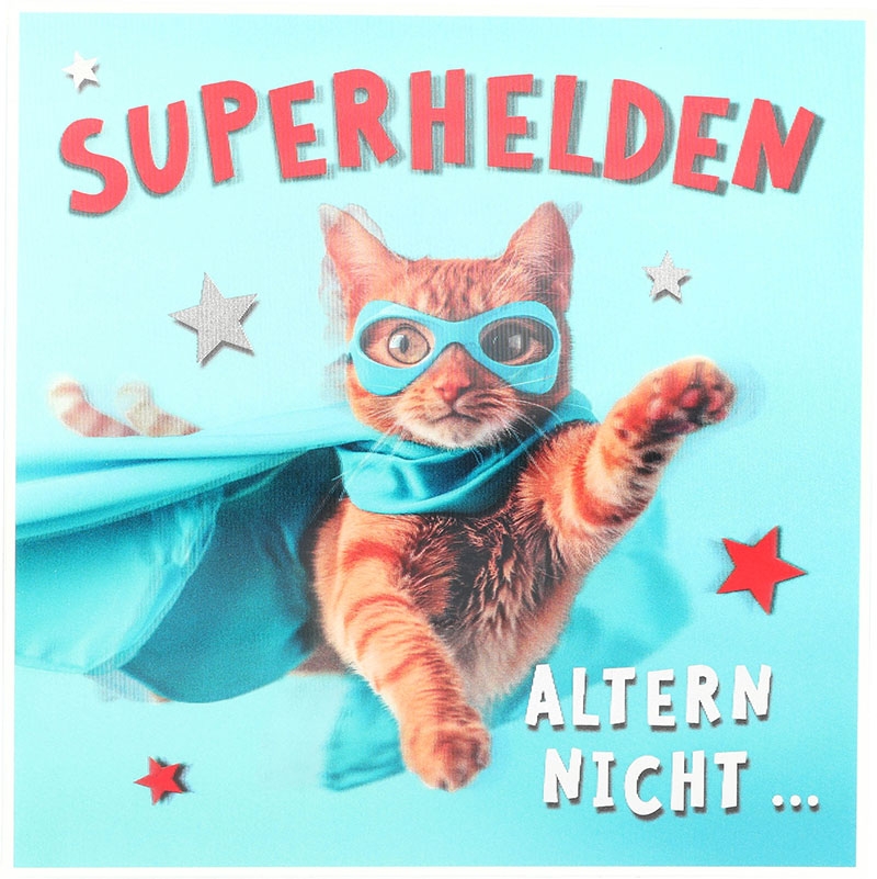 3D Musikkarte quadratisch - 041 - "Superhelden altern nicht..."