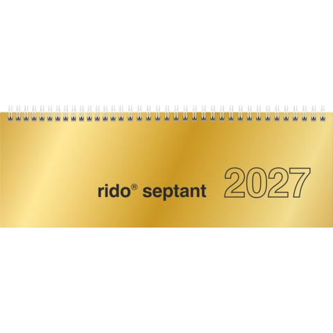 Rido/idé Querterminbuch Septant 2027 – Tischkalender 305×105 mm, Glanzkarton, gold