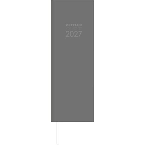 Zettler Buchkalender Vormerker 2027 – Tageskalender 104 × 296 mm, Kunststoff Leinenstruktur