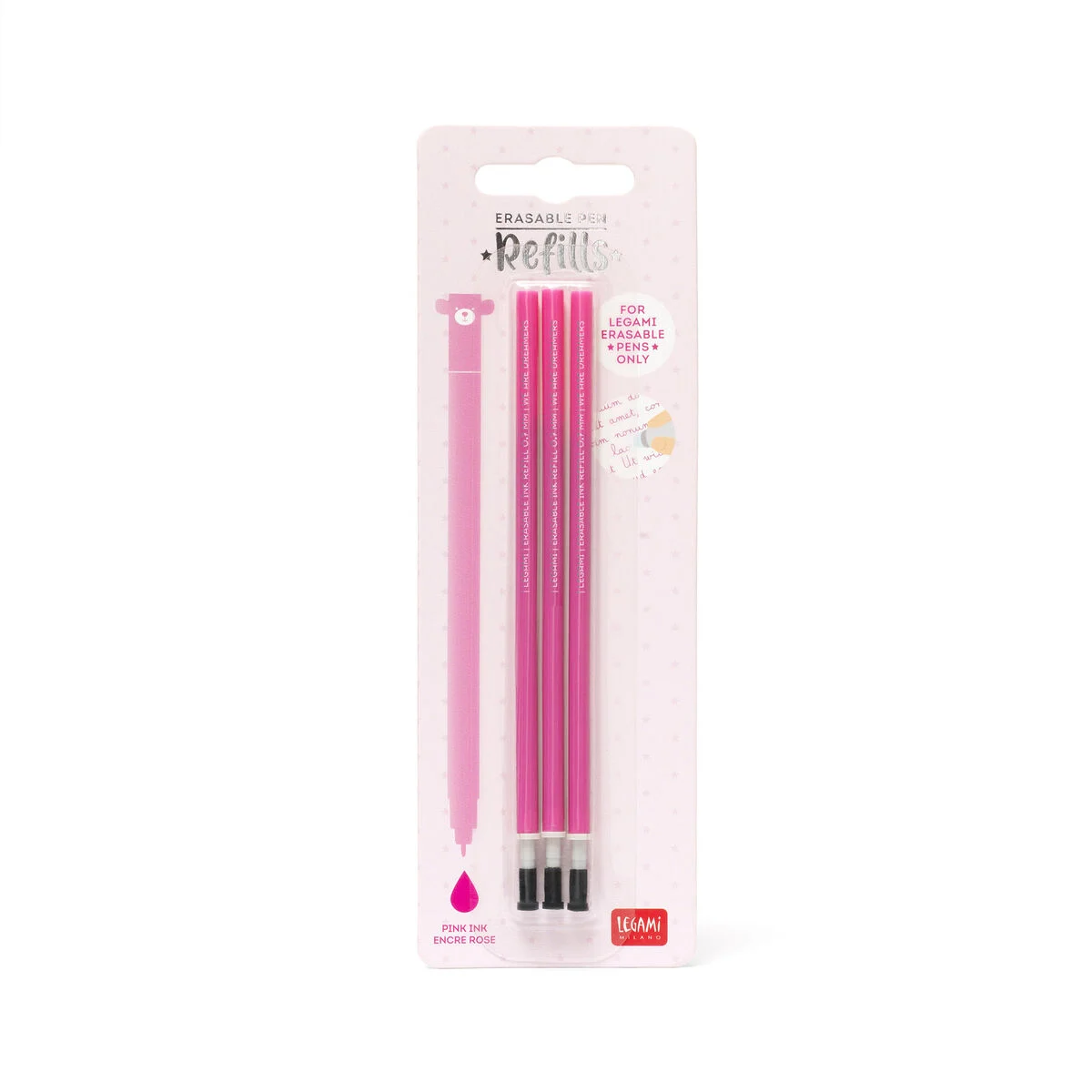 Legami Ersatzminen (3 Stück) für löschbaren Gelstift - pink