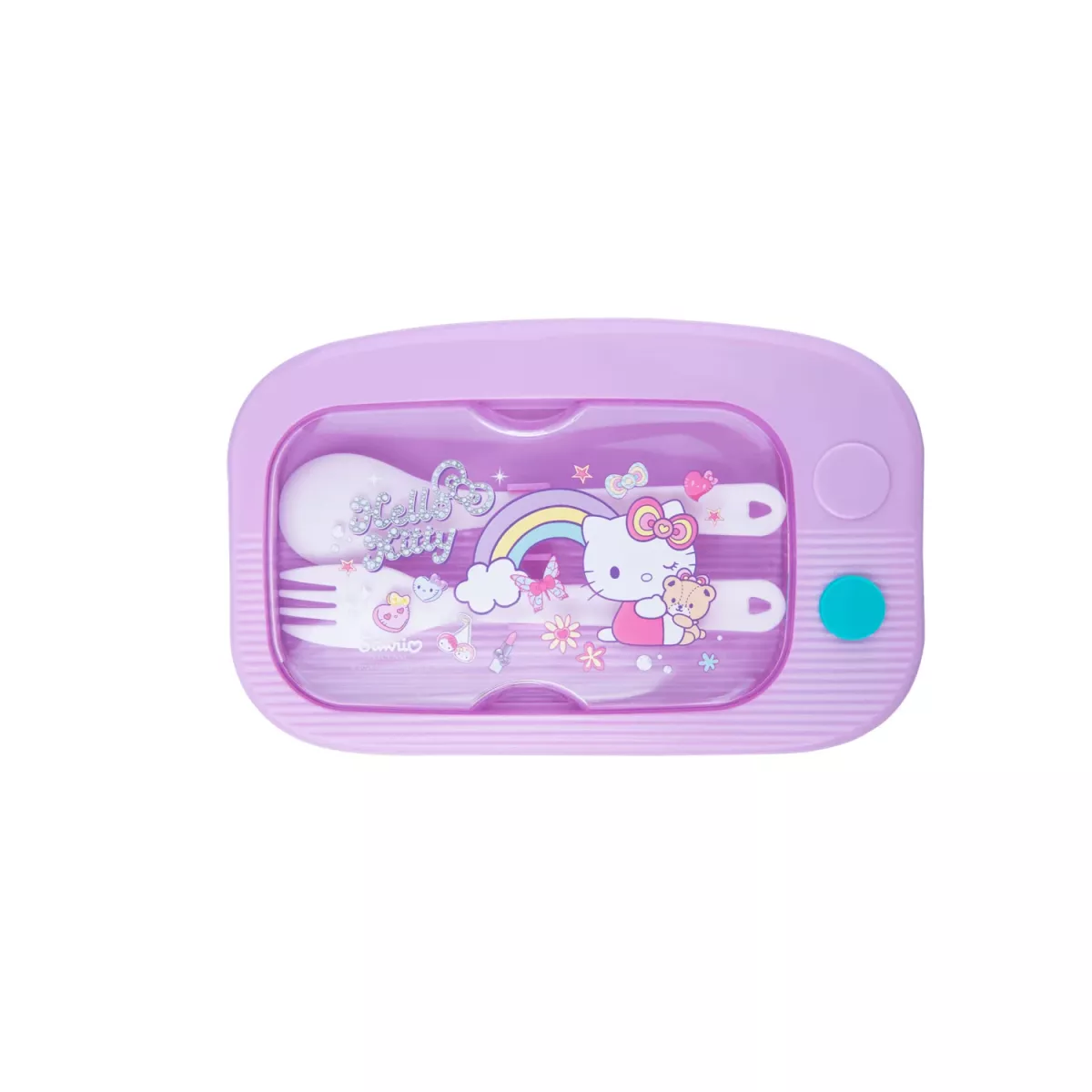 Coolpack Lunch Box Hello Kitty 1100 ml – Lila-Blau, mit Löffel und Gabel