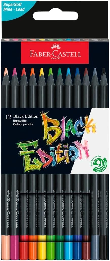 Faber-Castell Black Edition Buntstifte im 12er-Kartonetui
