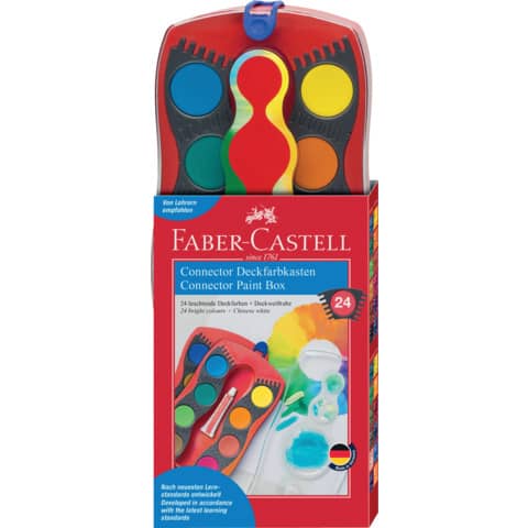 Faber-Castell CONNECTOR Farbkasten - rot - 24 Farben inkl. Deckweiß