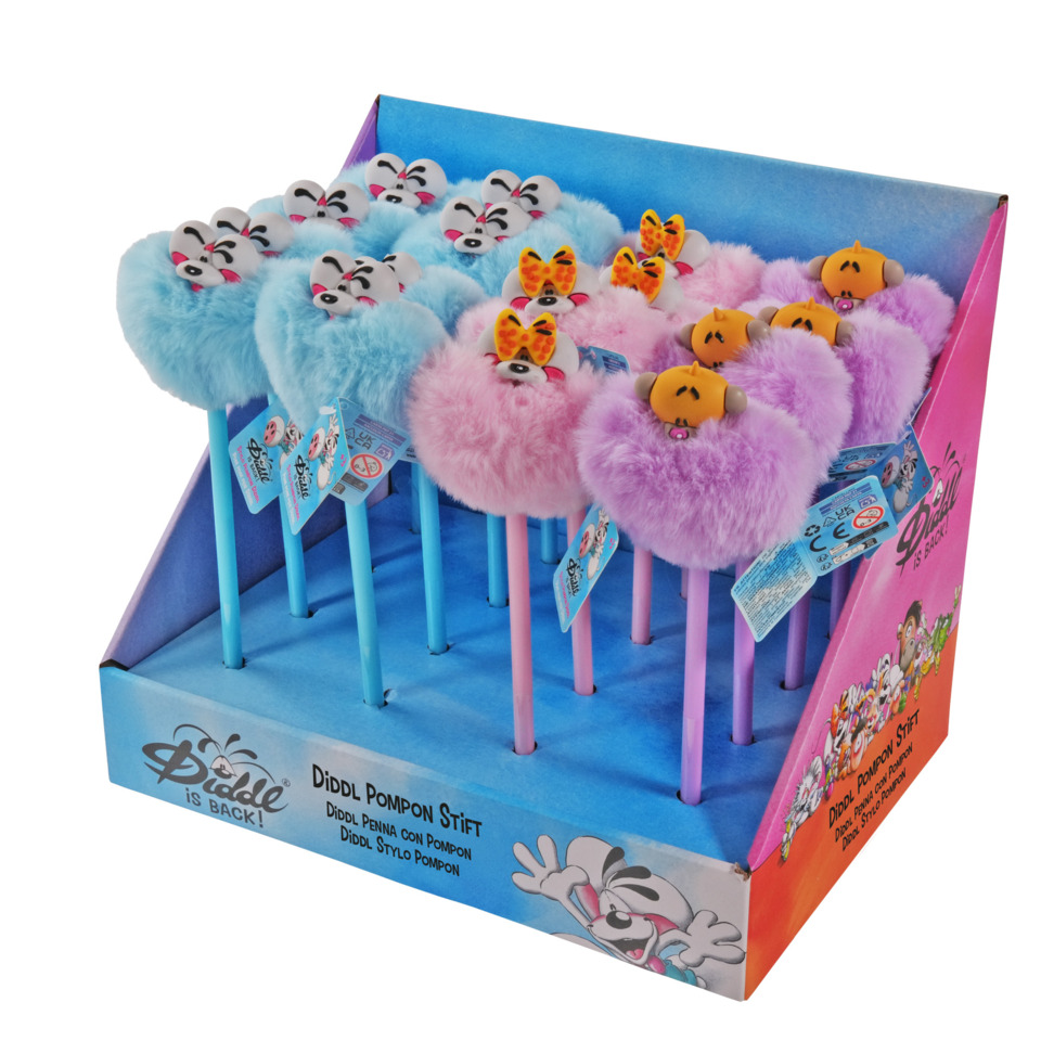 Diddl Kugelschreiber mit Pompom - pink - 1 Stift