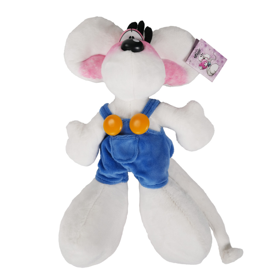 Diddl Plüschfigur mit Latzhose, 30 cm, blau