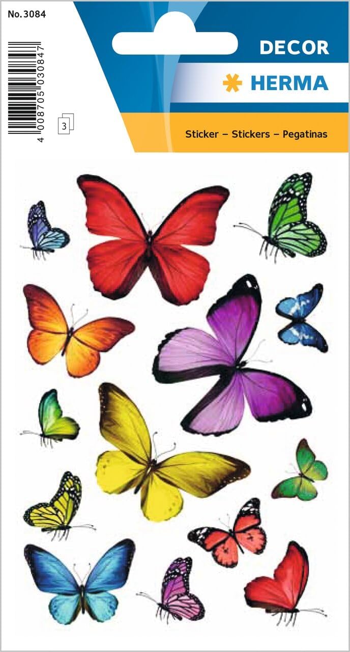 HERMA Decor Etiketten Sticker Schmetterlinge, 42 Aufkleber - 3084 HERMA Decor Etiketten Sticker Schmetterlinge, 42 Aufkleber - 3084