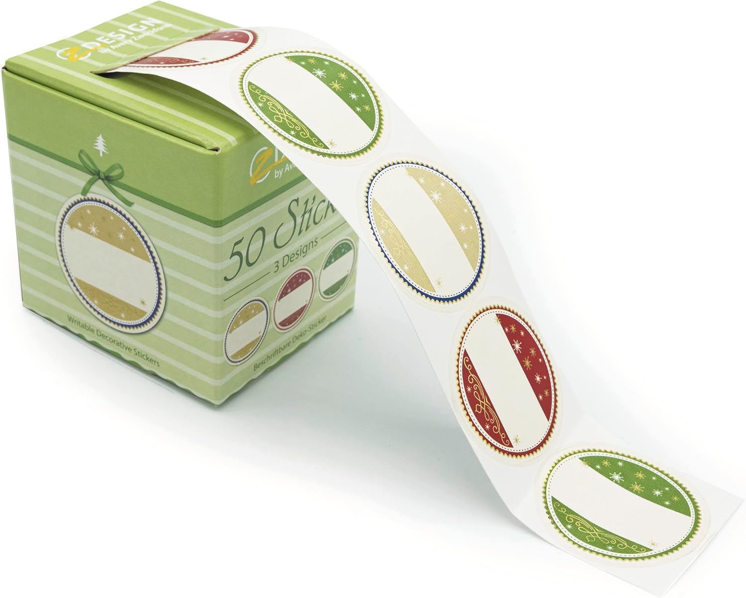 Avery Zweckform 56829 Weihnachtsaufkleber, Marmelade, Geschenkaufkleber, 50 Sticker auf Rolle