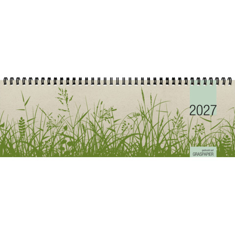 Zettler Tischquerkalender Typ 159 2027 – Graspapier, 32 × 10,5 cm, nachhaltig