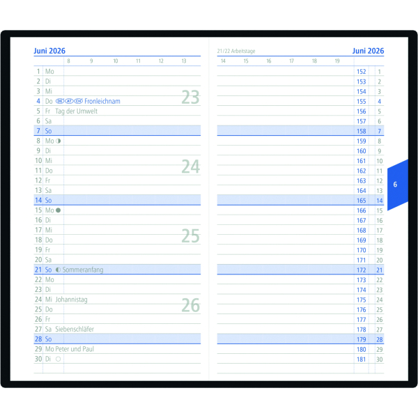 ZETTLER Taschenkalender 2026, 1 Monat / 2 Seiten, 9,5x16cm, 520-1001, farbig sortiert