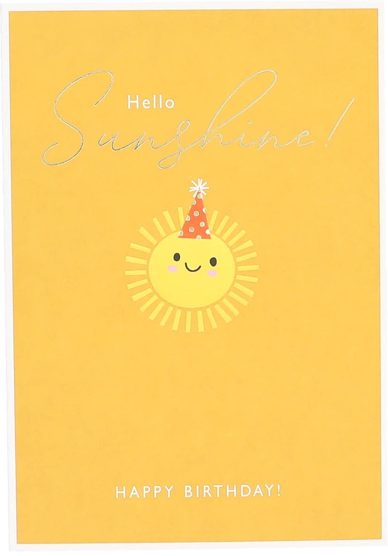 Besonders schön Klappkarte mit Naturpapier-Umschlag - 022 - "	Hello Sunshine! Happy Birthday"