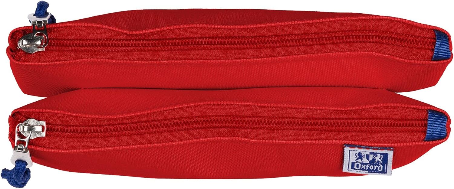 Oxford Federmäppchen mit Doppel-Fach, 2 Taschen, rot