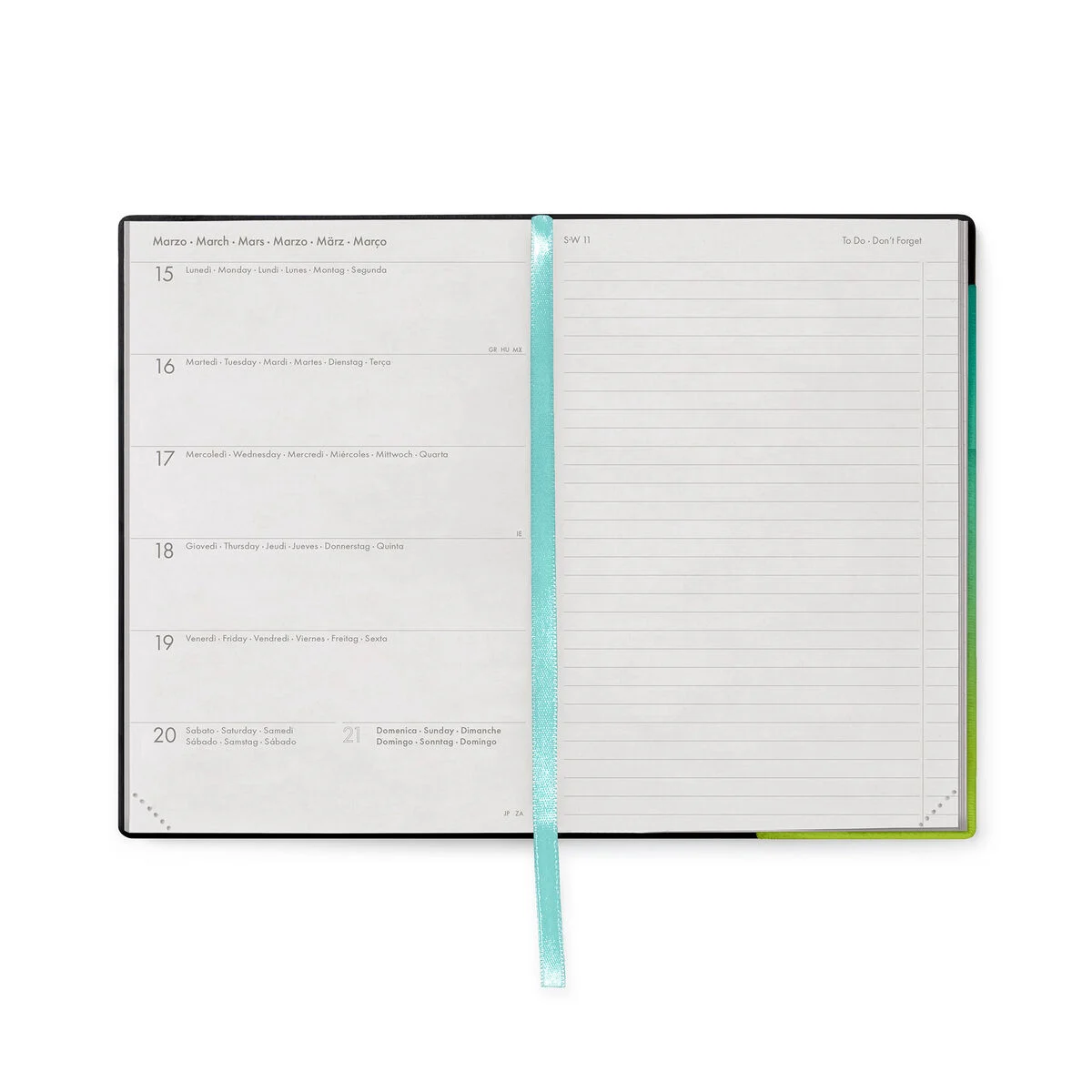 Legami Medium Weekly Diary mit Notizbuch „Shades of Green“ – 2028