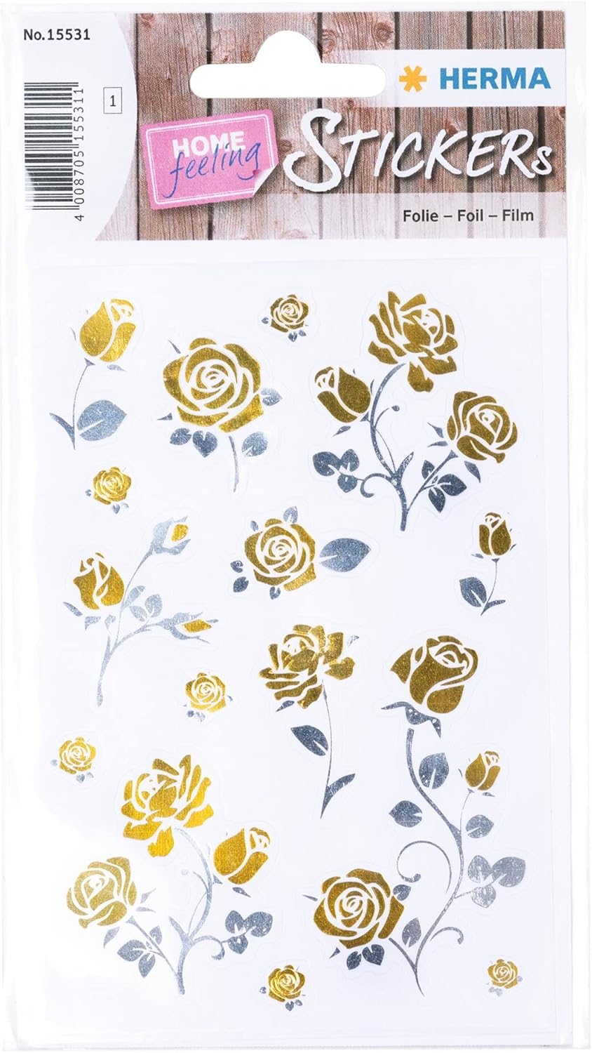 HERMA Creativ Sticker - Rosen Gold und Silber, 15 Aufkleber - 15531