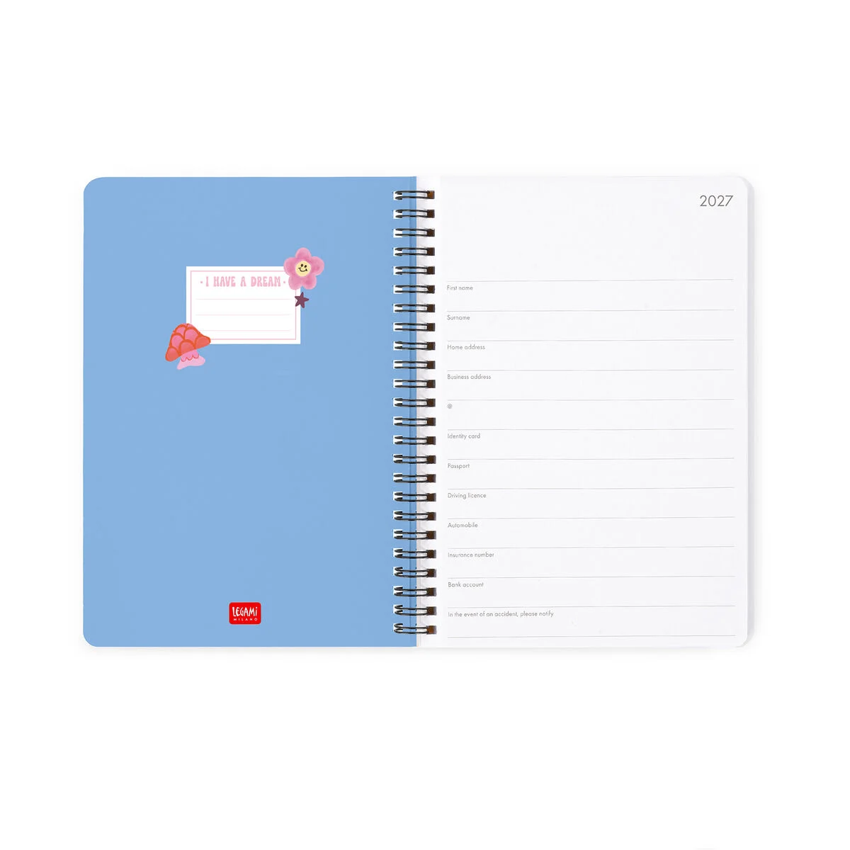 Legami 12-Month Spiral-Bound Weekly Diary Large „Mushrooms“ – 2027