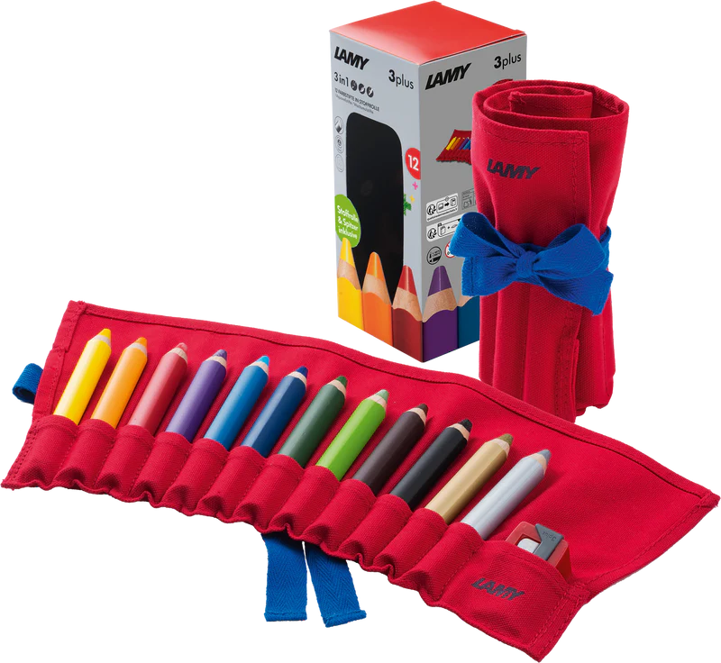 Lamy 3plus Farbstifte - 12 Stück inkl. Farbstiftrolle Lamy 3plus Farbstifte - 12 Stück inkl. Farbstiftrolle