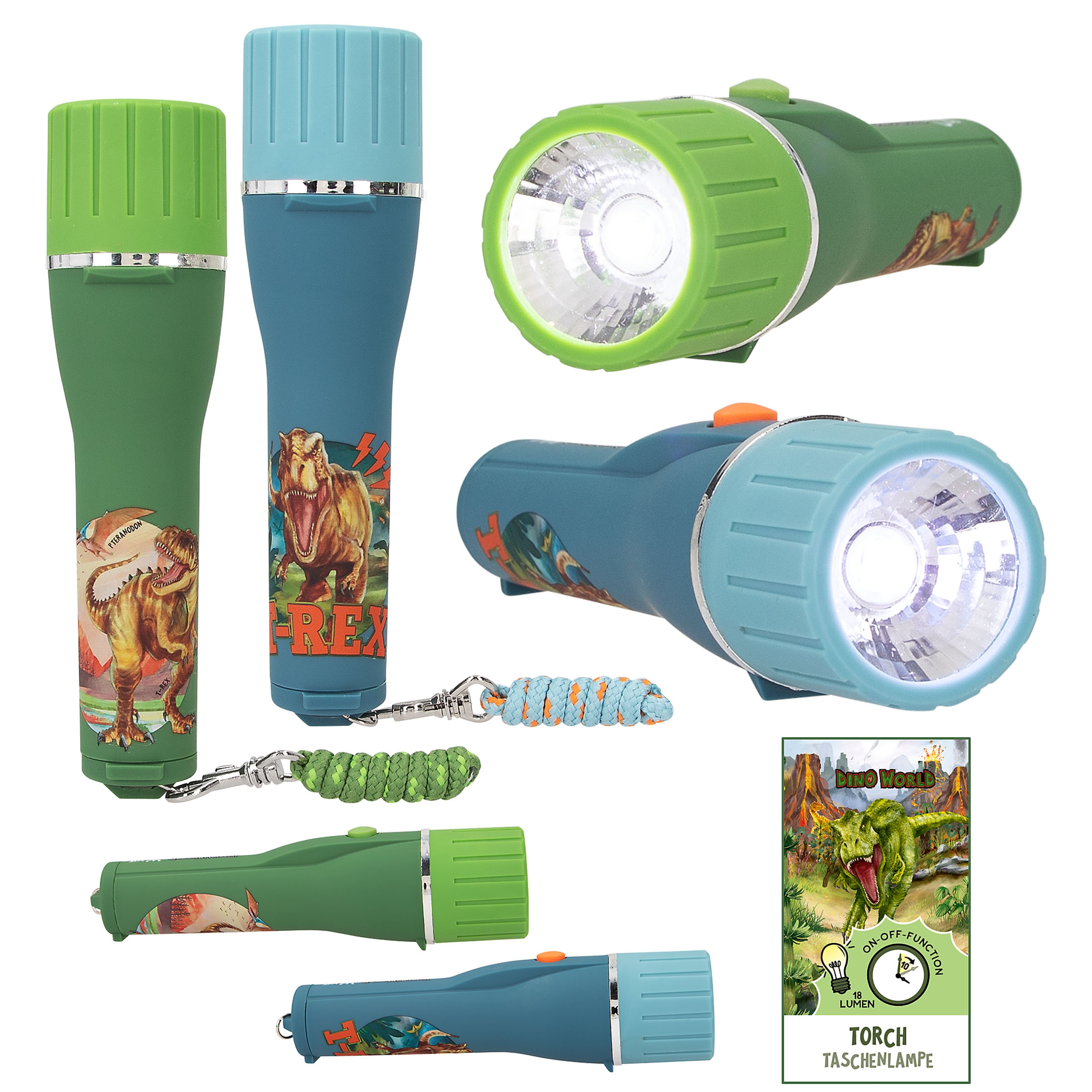 Dino World Taschenlampe mit Timer - sortiert