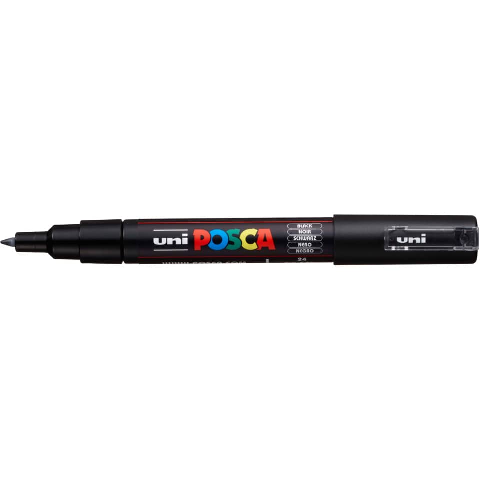 Uni-Posca Acrylstift PC-1MC, Pigmentmarker, Rundspitze, 0.70 mm - Schwarz