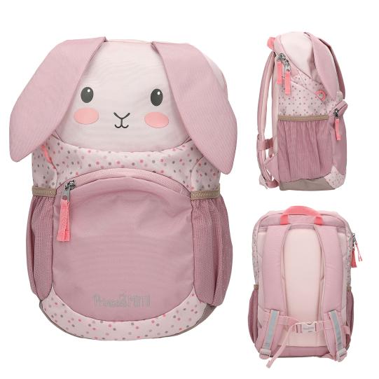 Princess Mimi Ergonomischer Rucksack Hase – rosa, mit Brustgurt und Reflektoren