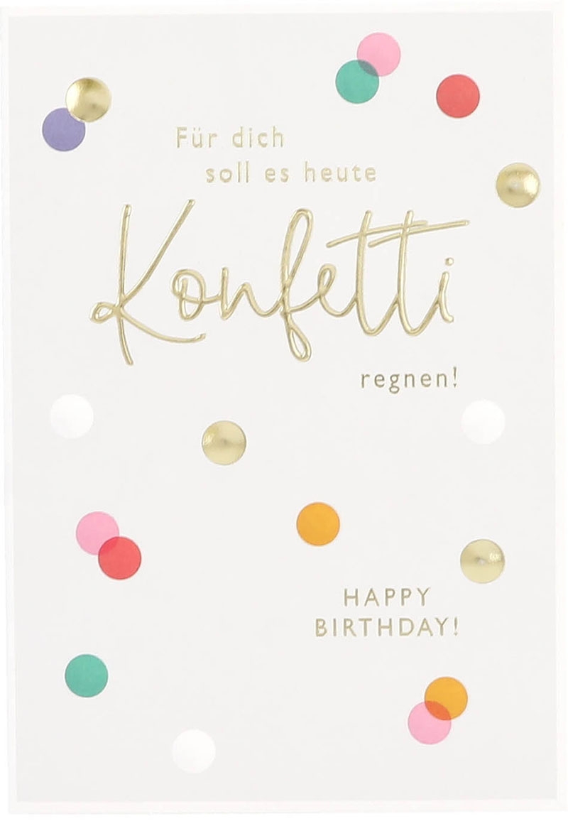 Besonders schön Klappkarte mit Naturpapier-Umschlag - 051 - "Für dich soll es heute Konfetti regnen!"