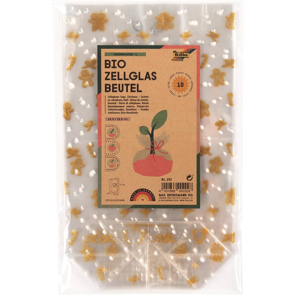 folia Weihnachts-Zellglasbeutel 145x235, 10 Stück
