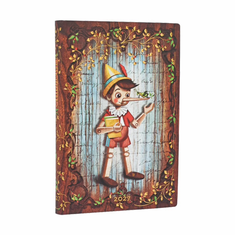 Paperblanks 2027 Carlo Collodi, Pinocchio Softcover Mini Horizontal 12-Monatskalender