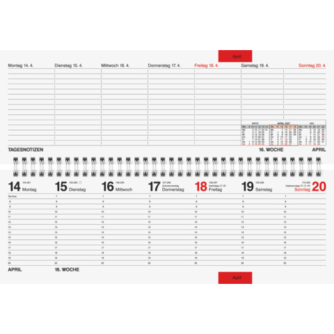 Rido/idé Querterminbuch Septant 2027 – Tischkalender 305×105 mm, Glanzkarton, gold