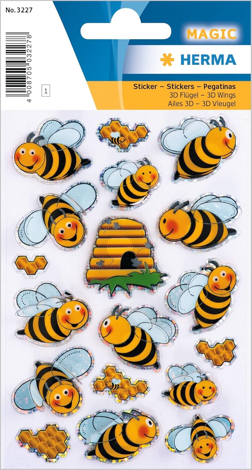 HERMA Magic Sticker Bienen 3D, 18 Aufkleber - 3227