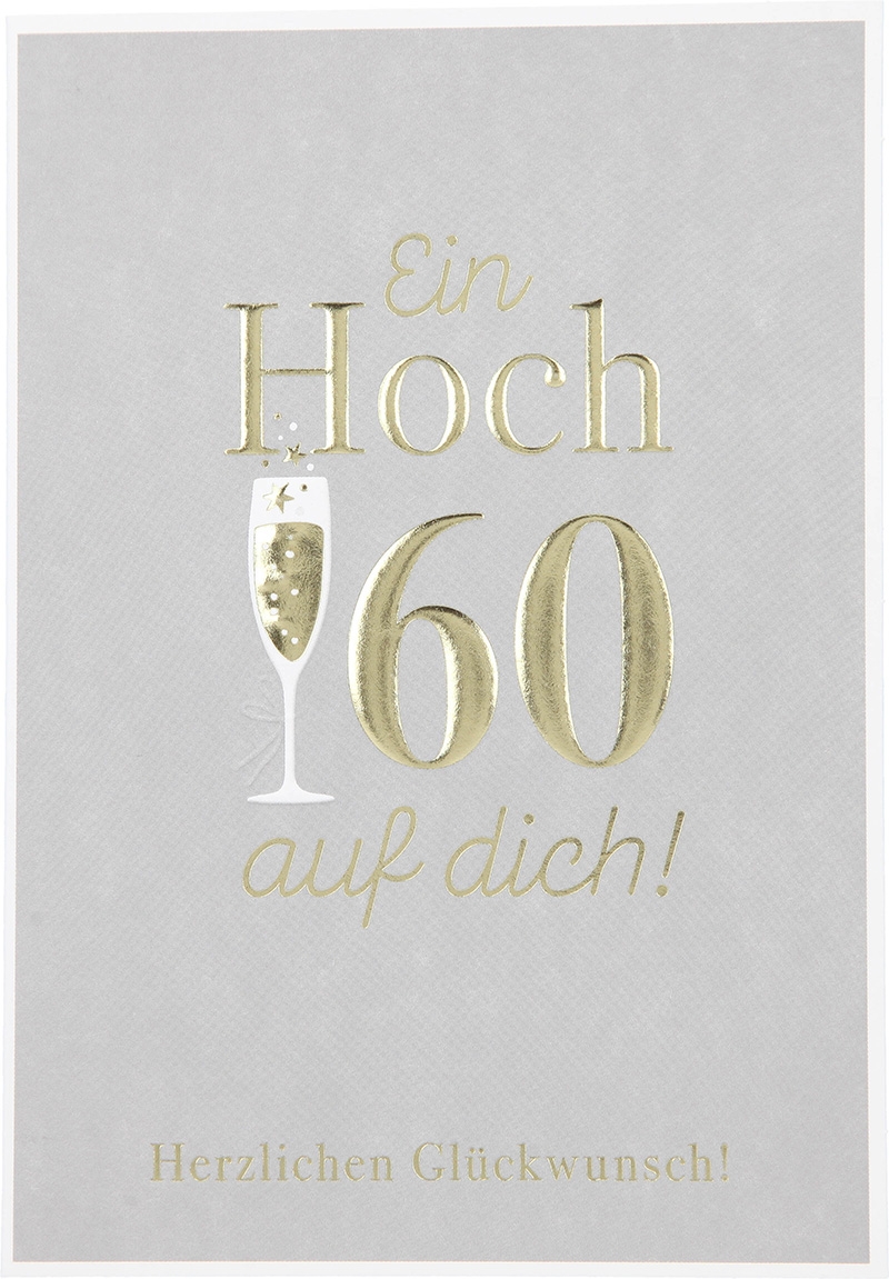 Besonders schön Klappkarte mit Naturpapier-Umschlag - 019 - "Ein Hoch 60 auf dich! Herzlichen Glückwunsch!"
