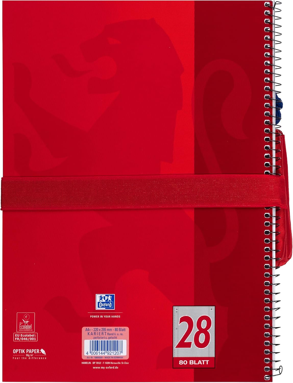 Oxford Federmäppchen mit Doppel-Fach, 2 Taschen, rot