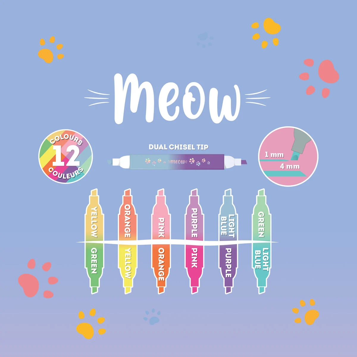 Legami Set mit 6 Doppelspitzen-Textmarkern Kitty - Meow