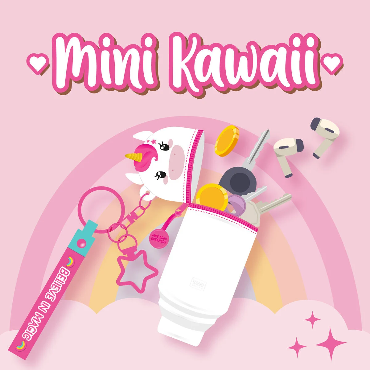 Legami Münztasche mit Schlüsselanhänger - Mini Kawaii - Einhorn