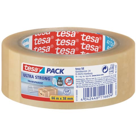 TESA Packband tesapack® Ultra Strong, PVC, 66 m x 38 mm, transparent
