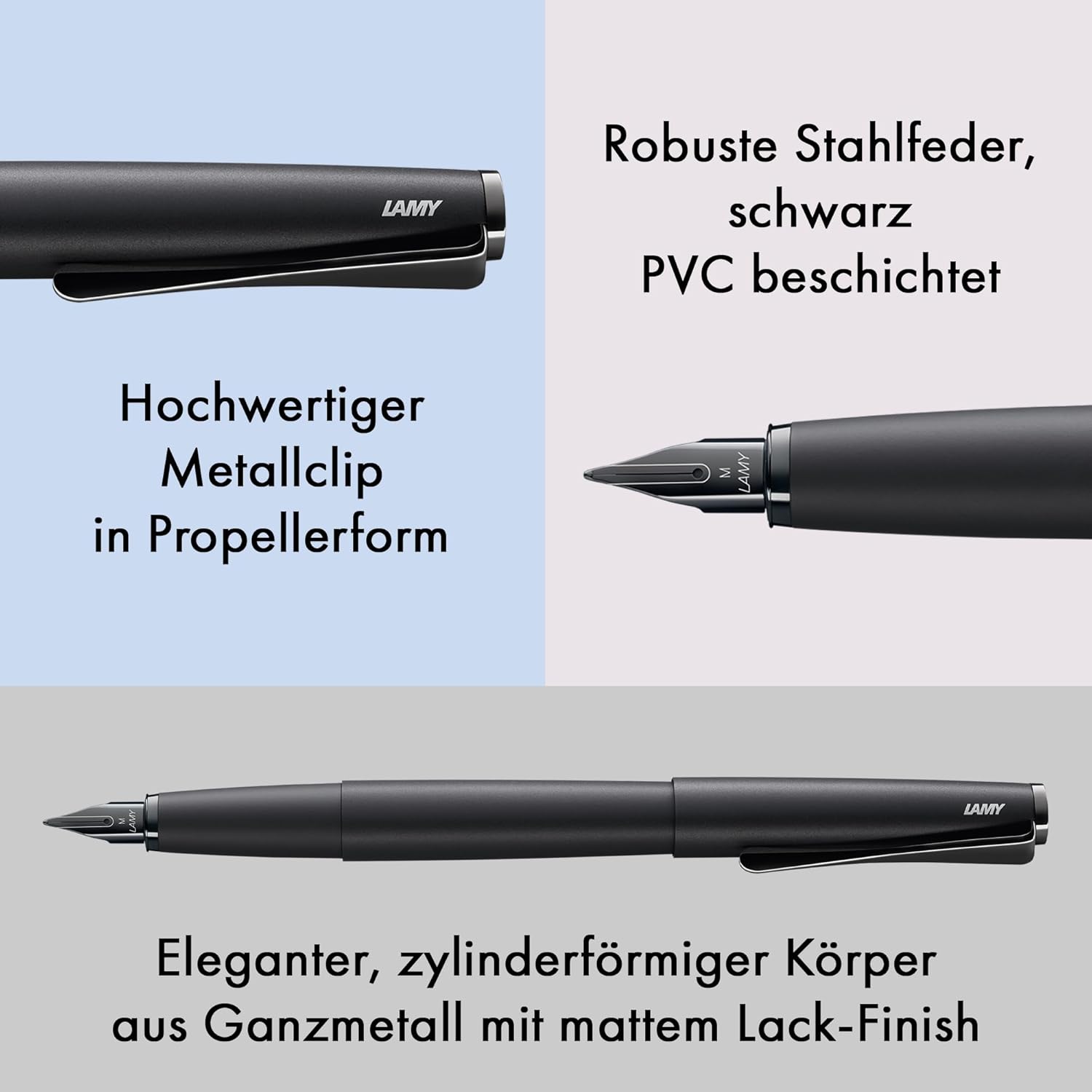 Lamy Studio 066 Füllfederhalter - LX All-Black - Feder: B - inkl. Tintenpatrone
