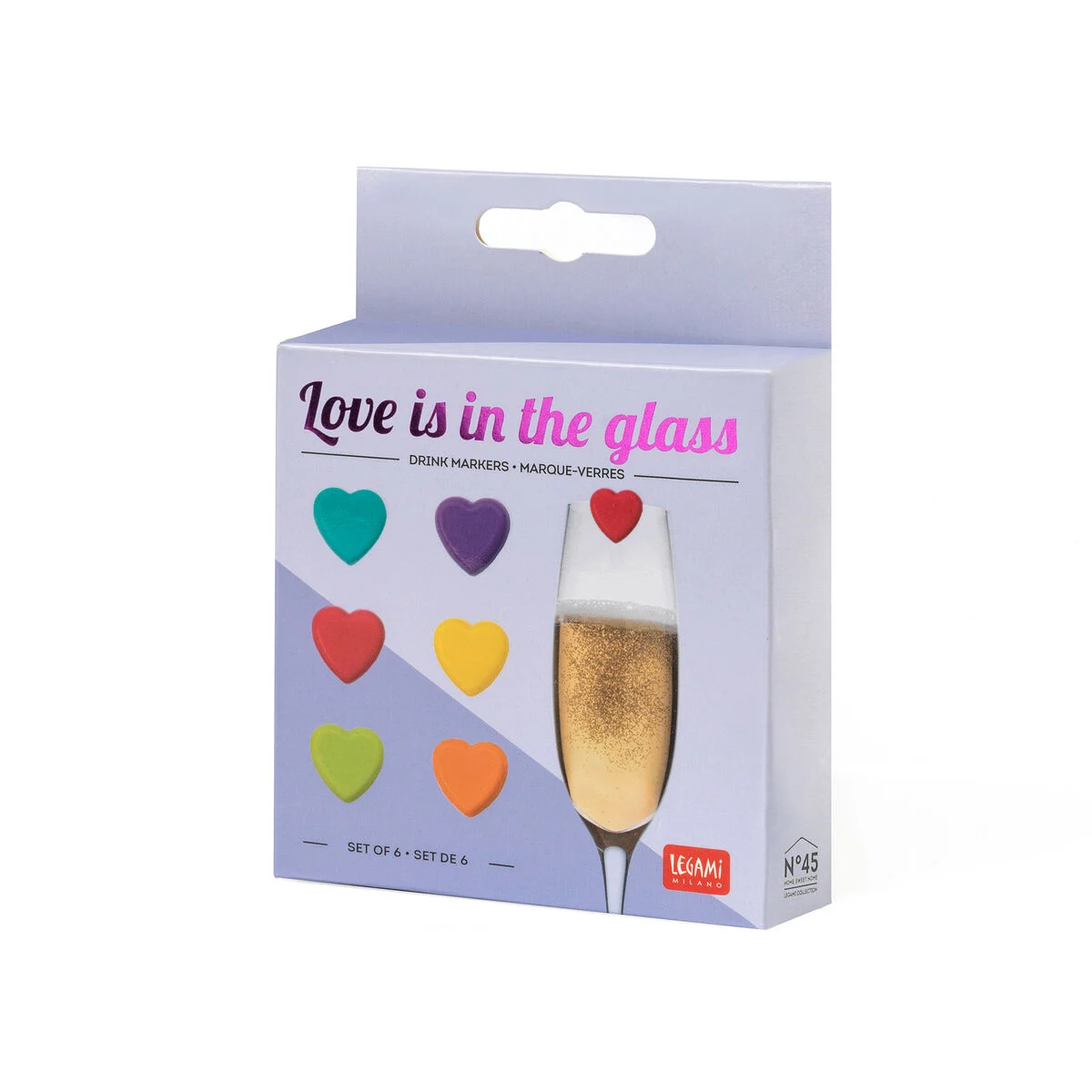 Legami Set mit 6 Glasmarkierern - Heart - Love is in the Glass!