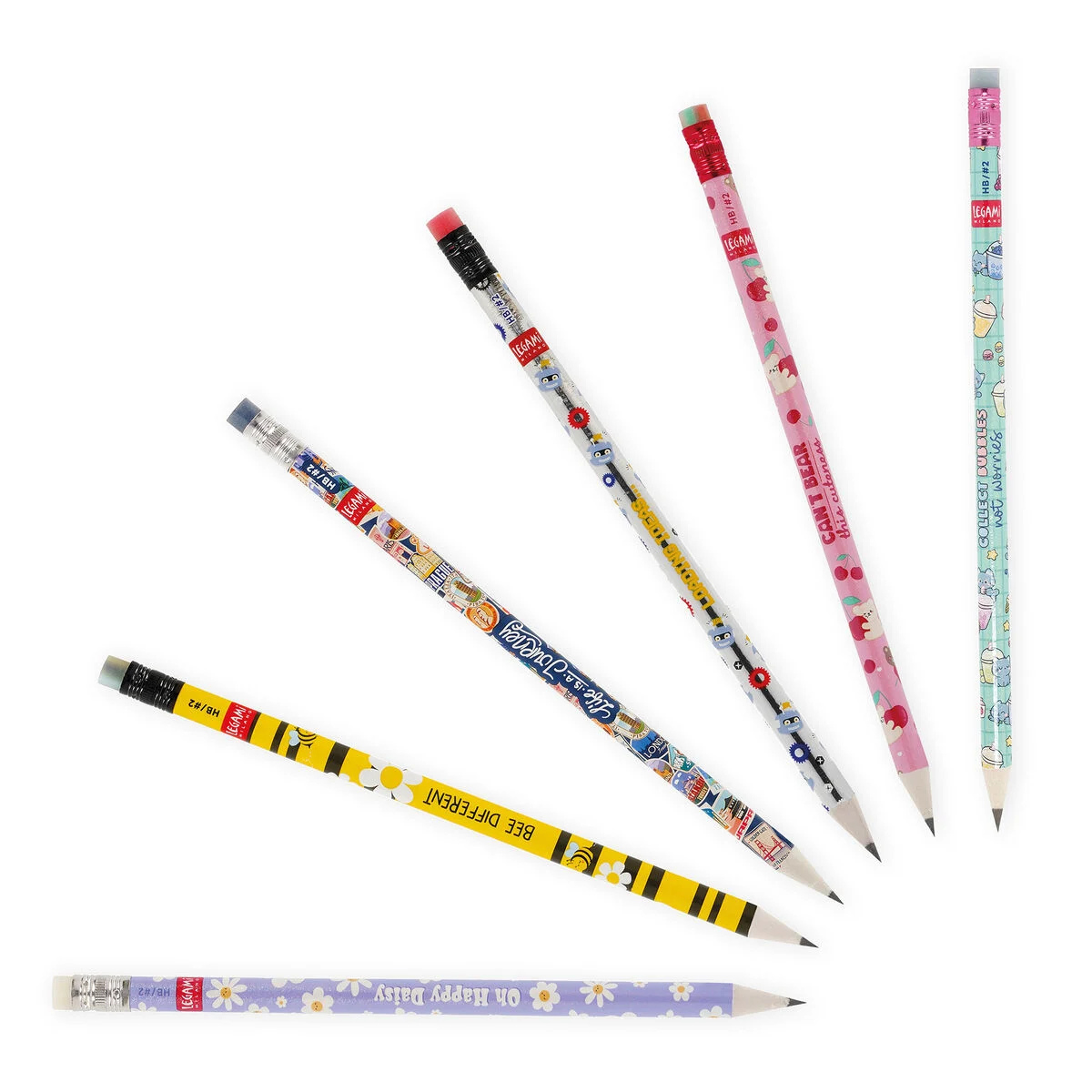 Legami Bleistift aus Recyclingpapier - Daisy - Härte: HB/2, mit Radiergummi