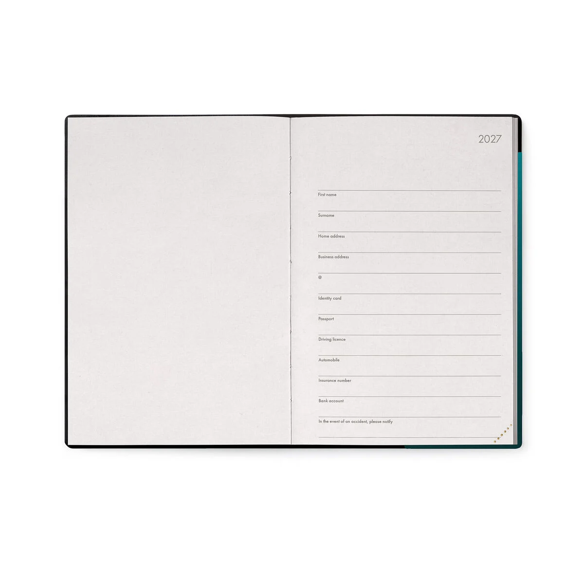 Legami Medium Weekly Diary mit Notizbuch „Deep Teal“ – 2028