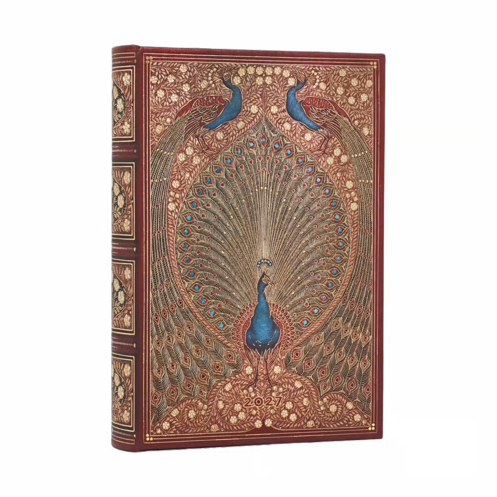 Paperblanks 2027 Hafiz‘ Pfauen Hardcover Mini Tagesüberblick 12-Monatskalender